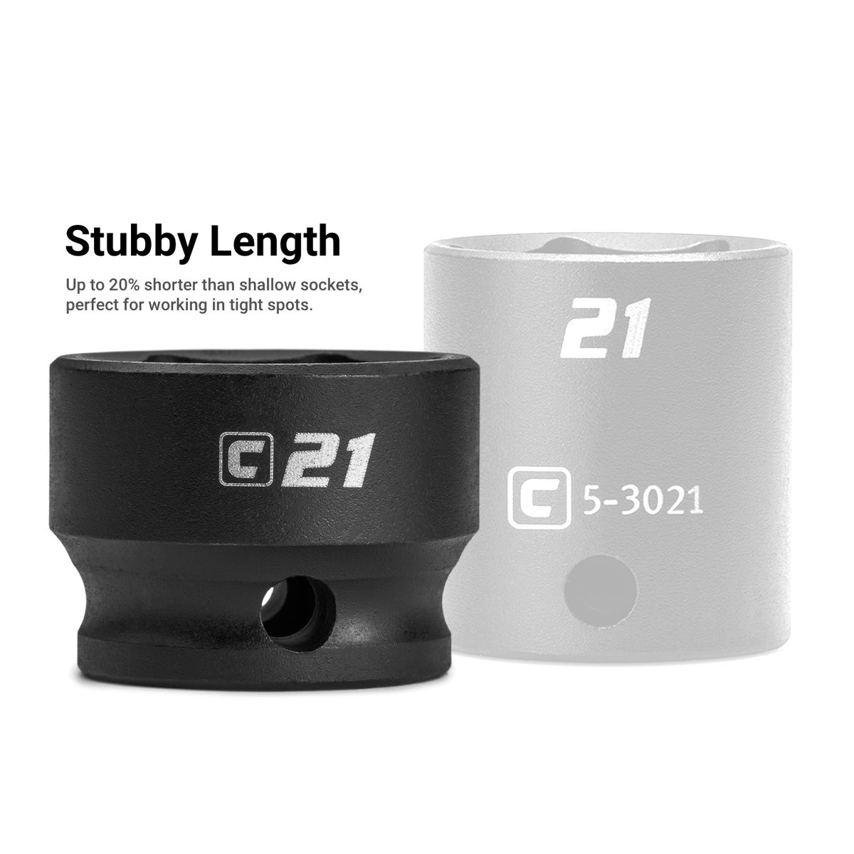 3/8" Drive Stubby Impact Socket Set, 5/16-1" Aluminum Socket Rail