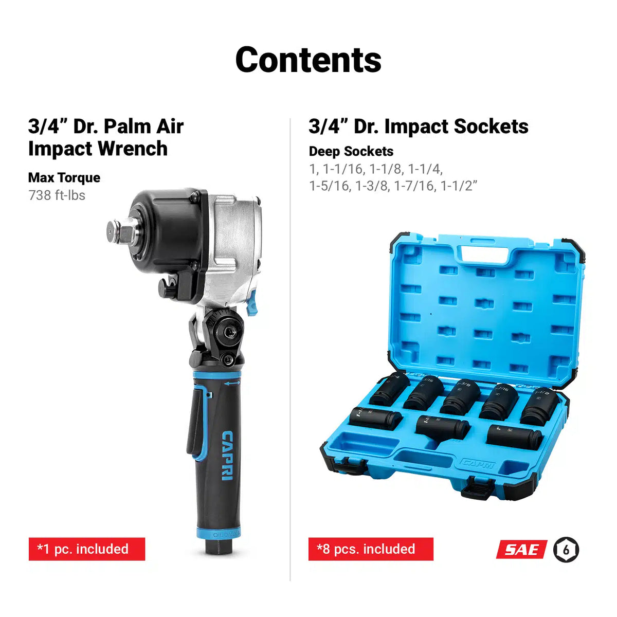 3/4" Drive Flex-Head Angle Essentials Impact Bundle, SAE