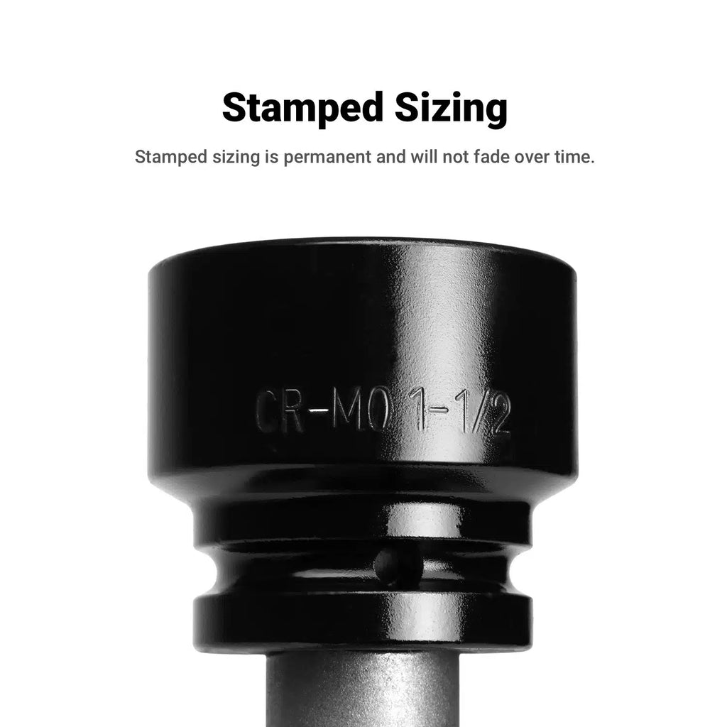 3/4" Drive Stubby Impact Sockets, 6-Point, SAE