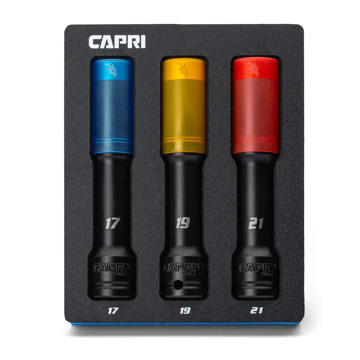 1/2" Drive Extended Wheel Lug Nut Socket Set, 3-Piece Set, 17, 19, 21 mm