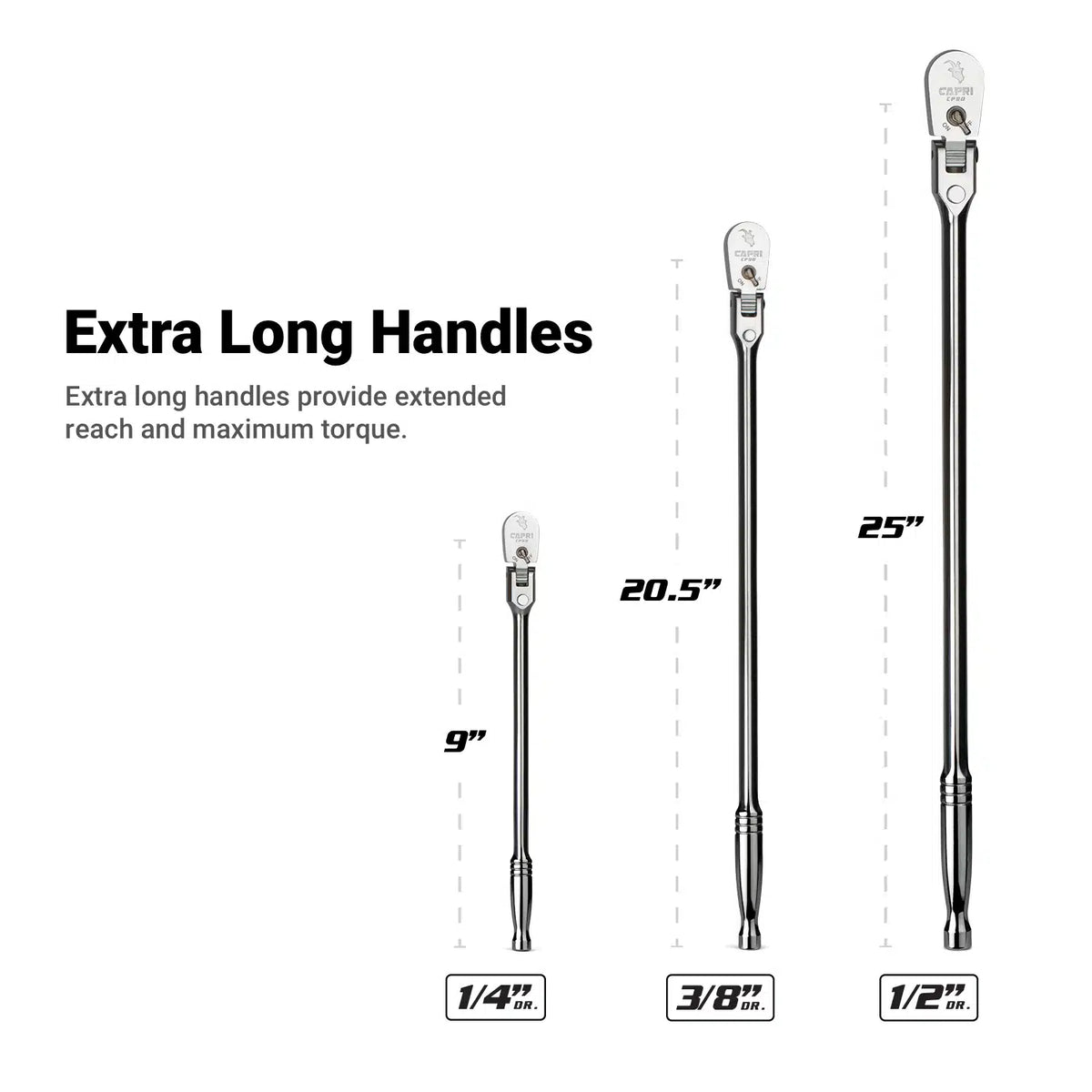 90-Tooth Extra Long Locking Flex-Head Ratchets