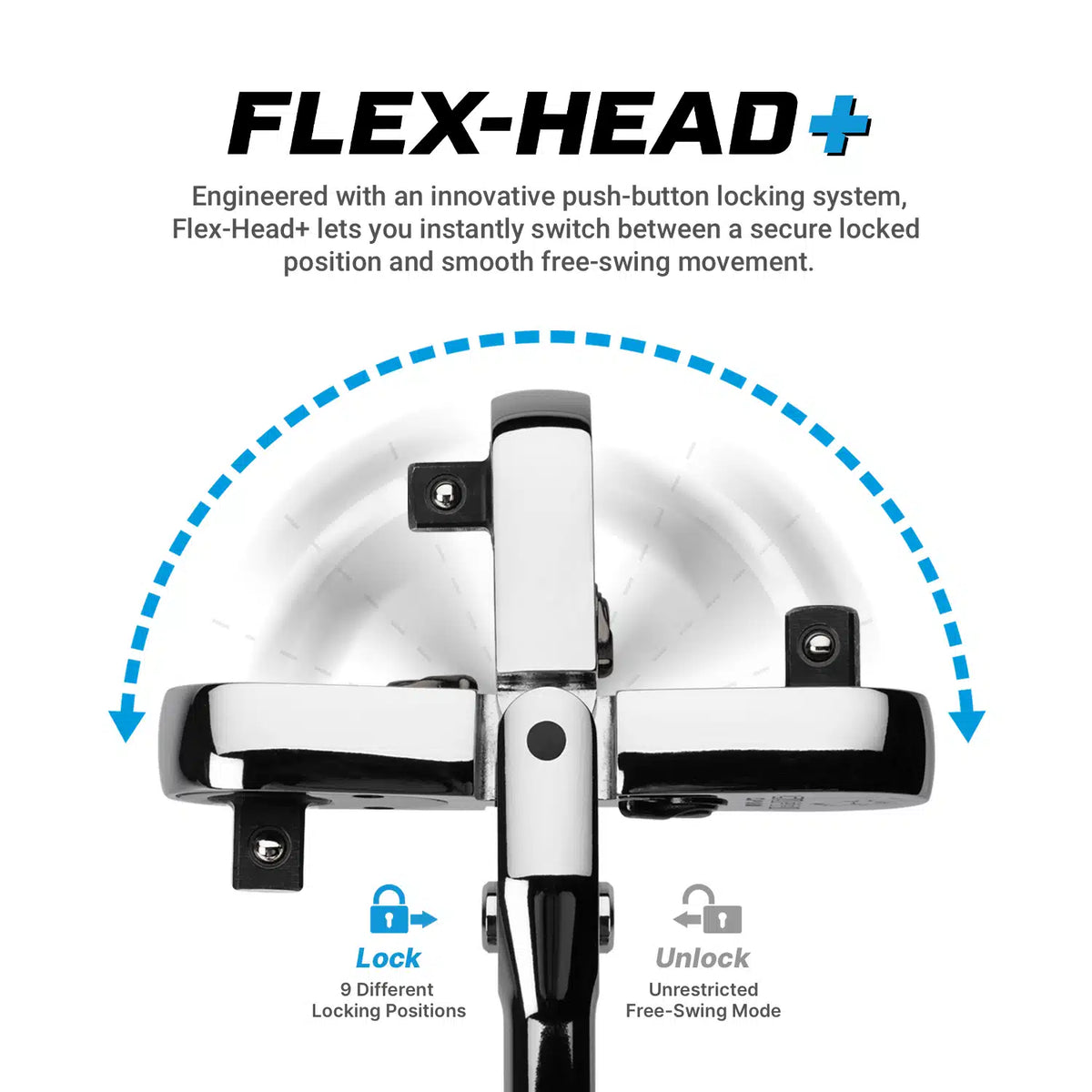 90-Tooth Fine Flex-Head+ Ratchets w/ Soft Grip