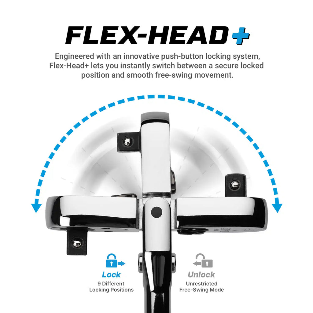 90-Tooth Fine Flex-Head+ Ratchet Set w/ Soft Grip