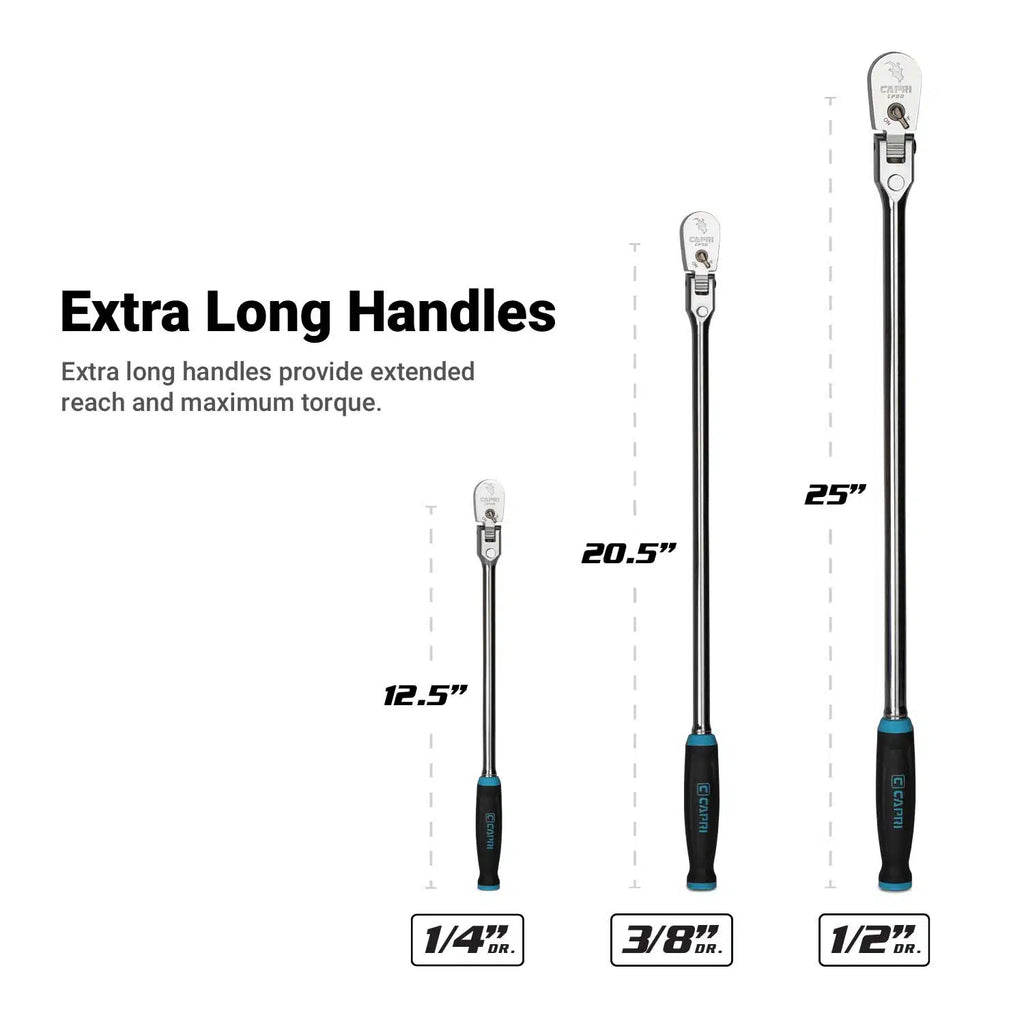 90-Tooth Extra Long Locking Flex-Head Soft Grip Ratchets