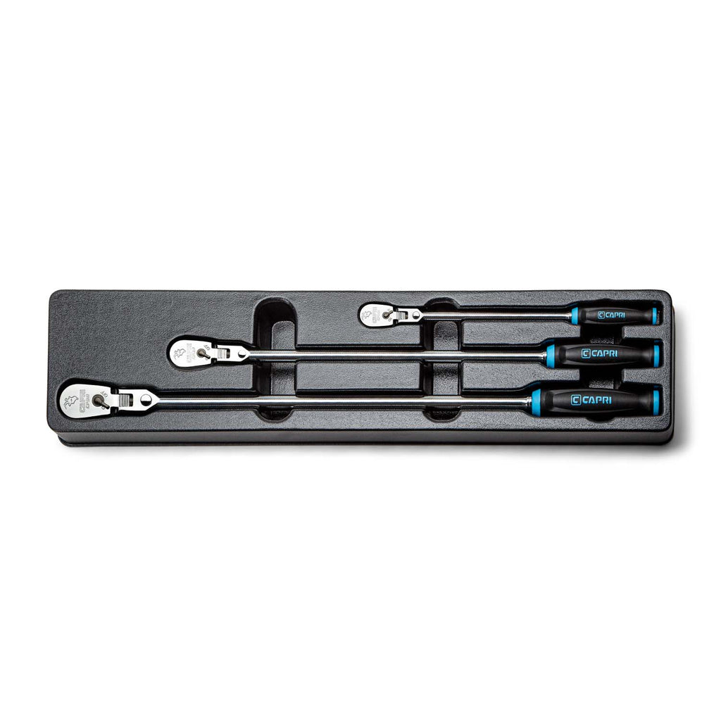 90-Tooth Extra Long Locking Flex-Head Soft Grip Ratchets Set